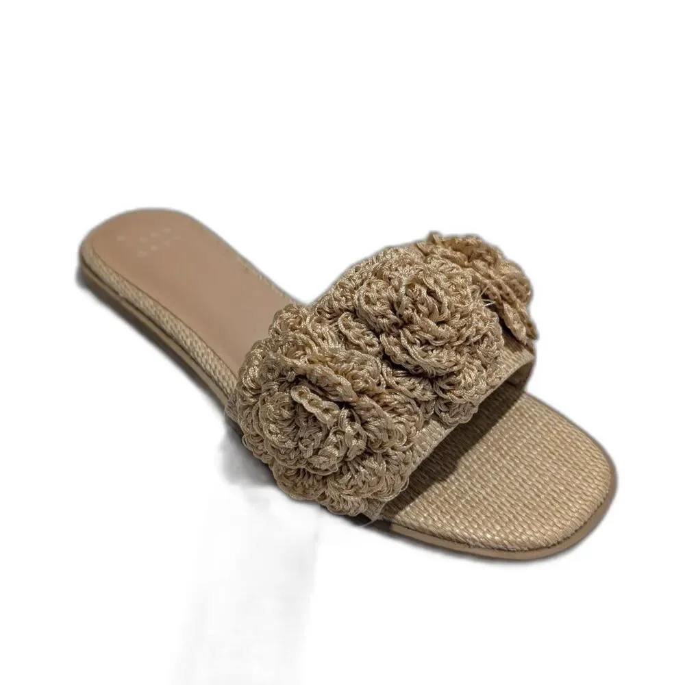 Women's Coco Raffia Flower Sandals -A New Day- Tan Size 11